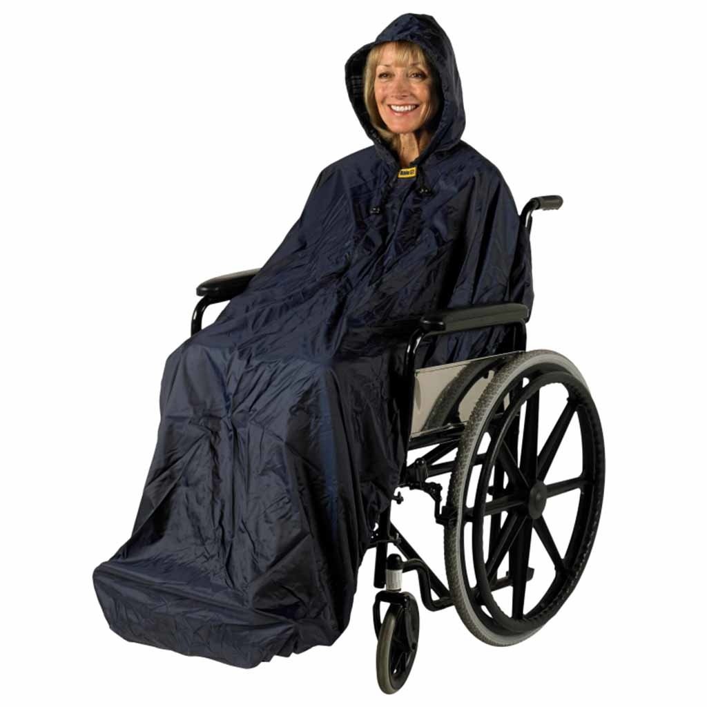 Rolstoelponcho Wheely Mac zonder mouwen Deluxe | Gevoerd | Capuchon | Winddicht | Waterdicht | Blauw | Medium | Splash | PR34024-M