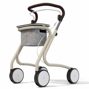 Rollator Butler | By Acre | Kleur: Creme | Met tasje en dienblad | Binnen rollator | Duwbeugel | 100004 | byAcre
