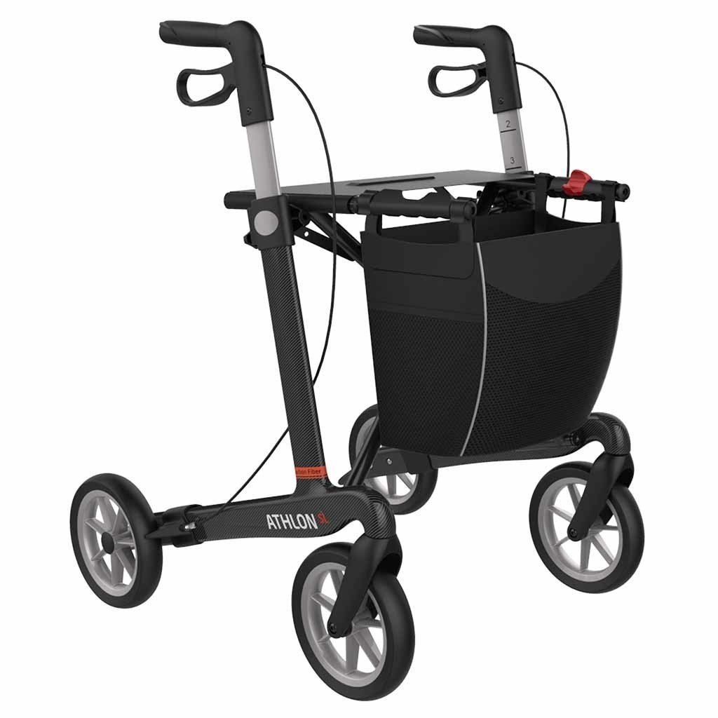 Rollator Athlon - Carbon rollator (5,5 kg) | Rehasense | Lichtgewicht rollator | Zachte banden | Comfort | Large | CRBKL600UP
