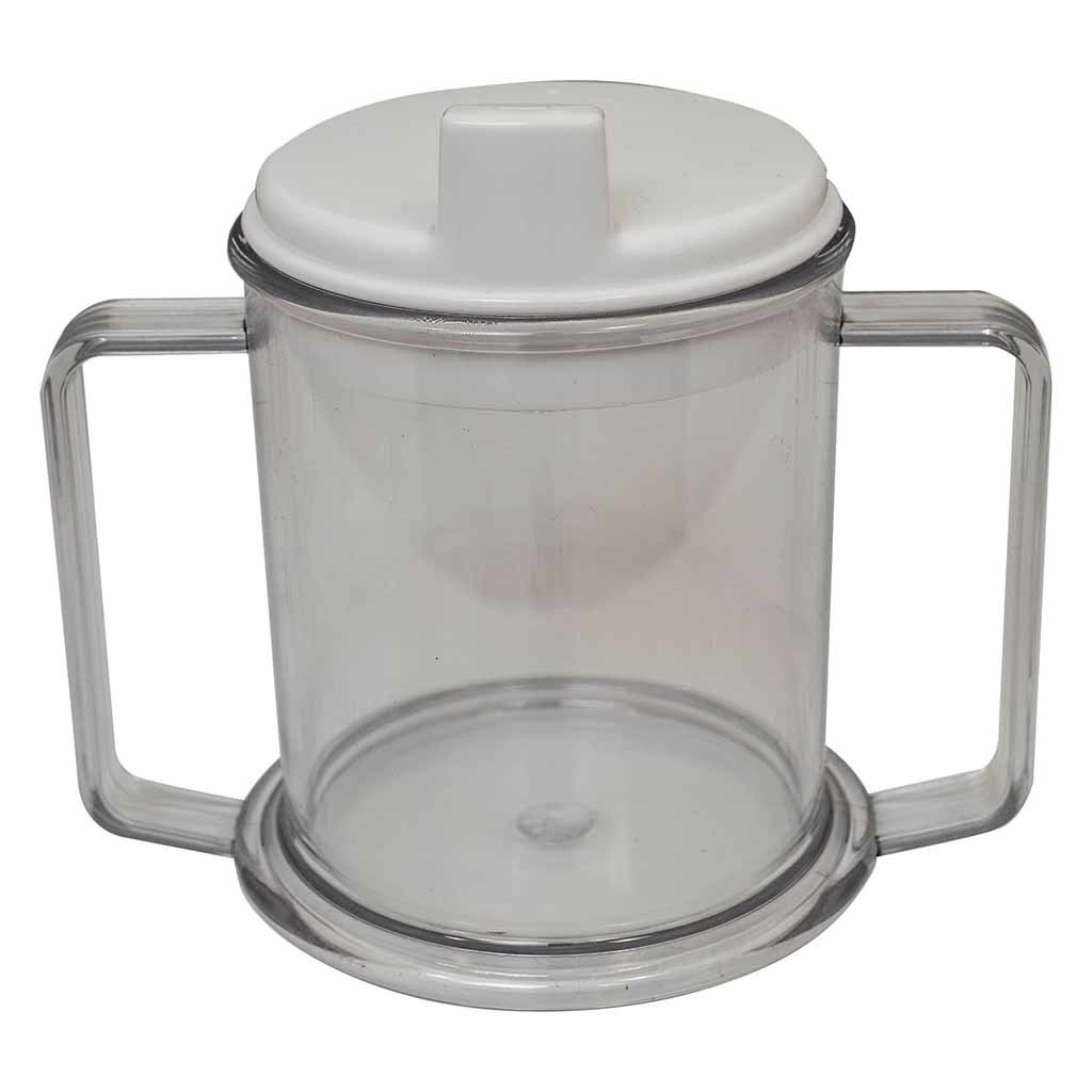 Drinkbeker met tuit en 2 handvatten | Tuitbeker | Transparant | Afmetingen: 120x140x90 mm