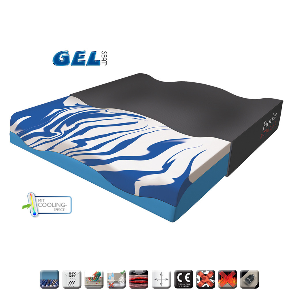 Rolstoelkussen GelSeat | 45 x 42 x 8 cm | Anti-decubitus | Met gel en schuim | Voorgevormd | Maximaal 120 kg | G-SEAT4542