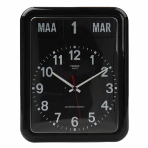 Kalenderklok groot analoog BQ-12A | Zwart | Senioren klok | Dementie klok | Dag, datum en tijdsaanduiding | WWV619051 | Twemco
