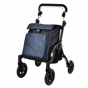 MultiMotion Shopper rollator met grote tas | Kleur: Blauw | Boodschappentrolley | Lichtgewicht rollator | Inklapbaar