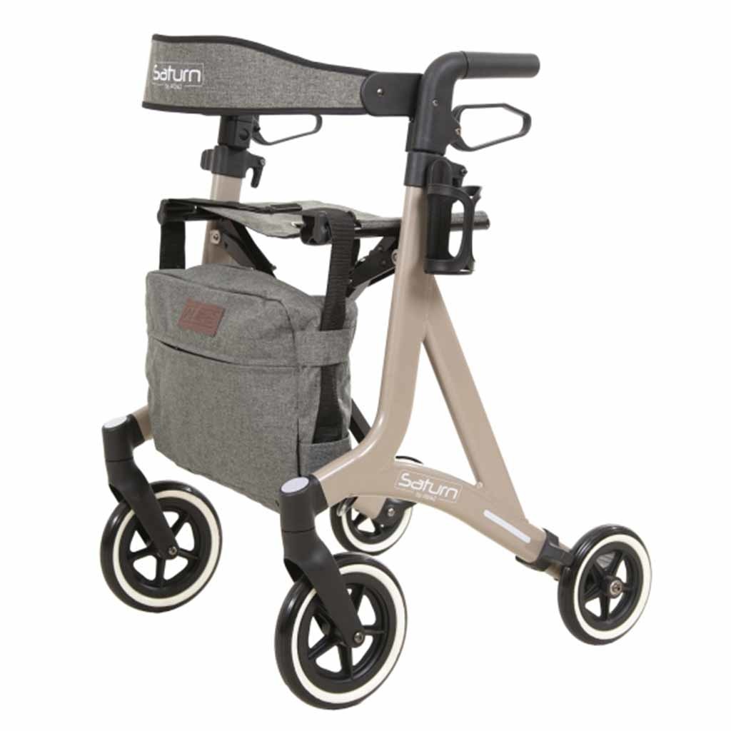 Lichtgewicht rollator Saturn (7,3 kg) | Champagne | Incl. Stokhouder, Fleshouder, Rugband en Tas | PR30266-CH | Able2